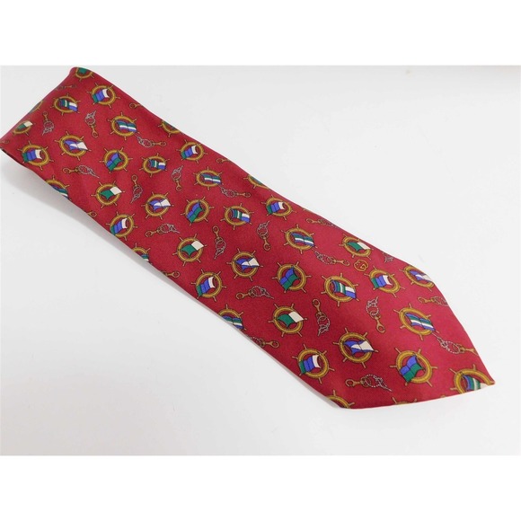 Gucci Vintage Red Multi  Nautical 100% Silk Tie Italy - Picture 1 of 3